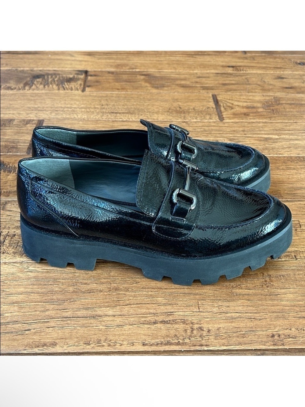 Franco Sarto Bergamot Horse Bit Platform Loafers Black Size 8.5